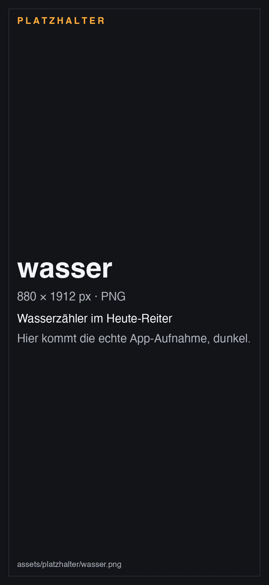 Wasserzähler in der echten Senkou-App, Dunkelmodus.